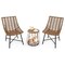 3-Piece Light Brown PE Rattan Patio Bistro Set with Pet House Table